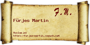 Fürjes Martin névjegykártya