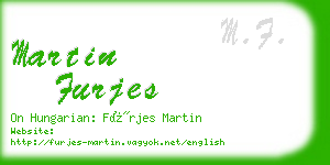 martin furjes business card